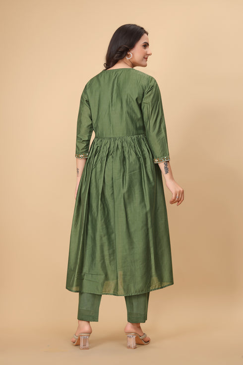 OWO THE LABEL V Neck Women Kurti 2 Piece Khatali work (OTLKRT2006)